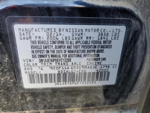 Продажа на аукционе авто 2014 Nissan Sentra S, vin: 3N1AB7AP6EY212288, номер лота: 44243254