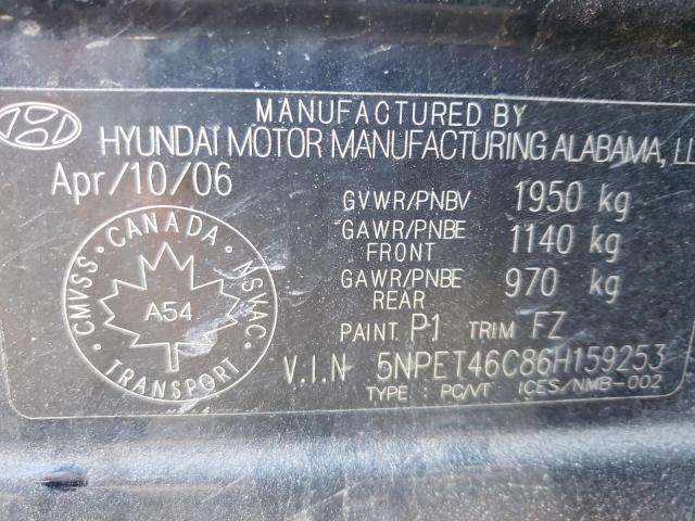 Aukcja sprzedaży 2006 Hyundai Sonata Gl, vin: 5NPET46C86H159253, numer aukcji: 43436754