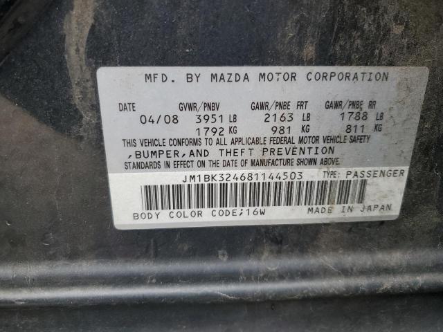 Aukcja sprzedaży 2008 Mazda 3 S, vin: JM1BK324681144503, numer aukcji: 44830924