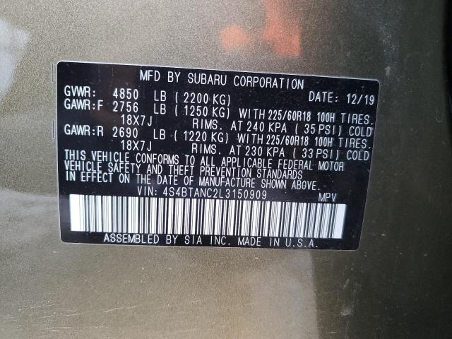 Продаж на аукціоні авто 2020 Subaru Outback Limited, vin: 4S4BTANC2L3150909, номер лоту: 42699704