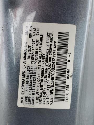 Aukcja sprzedaży 2012 Honda Odyssey Exl, vin: 5FNRL5H67CB022412, numer aukcji: 44193624