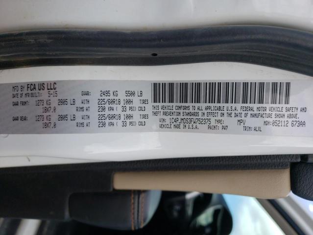 2015 Jeep Cherokee Limited მანქანა იყიდება აუქციონზე, vin: 1C4PJMDS3FW752375, აუქციონის ნომერი: 44196054