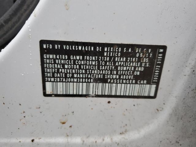 44676934 :رقم المزاد ، 3VW2B7AJ0HM388646 vin ، 2017 Volkswagen Jetta مزاد بيع