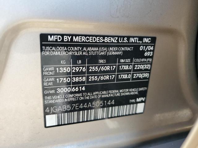 Aukcja sprzedaży 2004 Mercedes-benz Ml 350, vin: 4JGAB57E44A505144, numer aukcji: 43490204