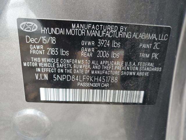 Aukcja sprzedaży 2019 Hyundai Elantra Sel, vin: 5NPD84LF9KH451788, numer aukcji: 43218764
