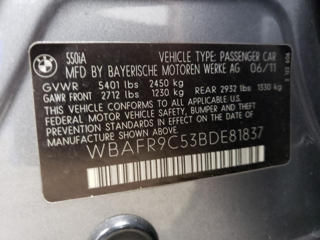 Aukcja sprzedaży 2011 Bmw 550 I, vin: WBAFR9C53BDE81837, numer aukcji: 43848114