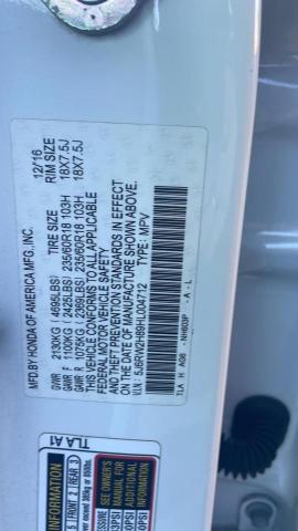 Aukcja sprzedaży 2017 Honda Cr-v Exl, vin: 5J6RW2H89HL004712, numer aukcji: 43759364
