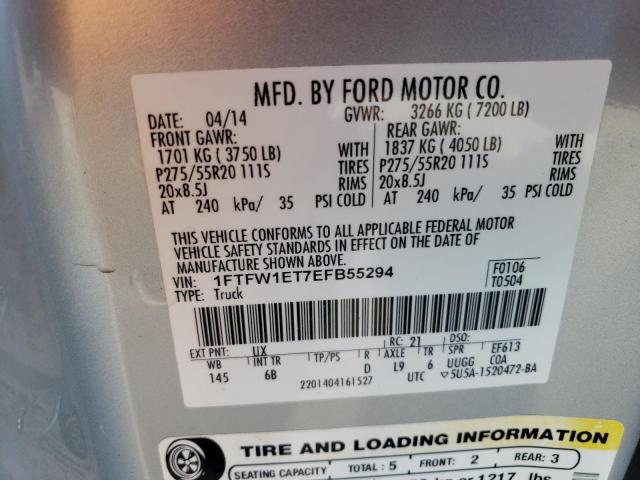 2014 Ford F150 Supercrew მანქანა იყიდება აუქციონზე, vin: 1FTFW1ET7EFB55294, აუქციონის ნომერი: 41652024