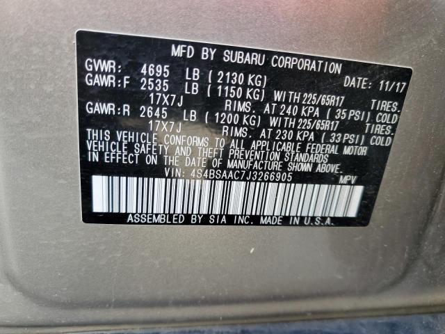 Aukcja sprzedaży 2018 Subaru Outback 2.5i, vin: 4S4BSAAC7J3266905, numer aukcji: 43651544