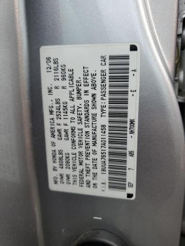 Auction sale of the 2007 Acura Tl Type S, vin: 19UUA76517A011458, lot number: 41980434