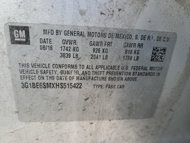 Aukcja sprzedaży 2017 Chevrolet Cruze Lt, vin: 3G1BE6SMXHS515422, numer aukcji: 43844684