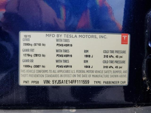 Aukcja sprzedaży 2015 Tesla Model S, vin: 5YJSA1E14FF111559, numer aukcji: 43488864