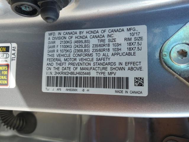 Aukcja sprzedaży 2018 Honda Cr-v Exl, vin: 2HKRW2H86JH605446, numer aukcji: 43729054
