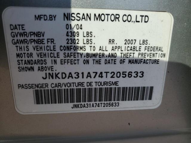 Aukcja sprzedaży 2004 Infiniti I35, vin: JNKDA31A74T205633, numer aukcji: 43832834