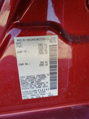 43468134 :رقم المزاد ، 1N4BL4CVXMN354542 vin ، 2021 Nissan Altima Sr مزاد بيع