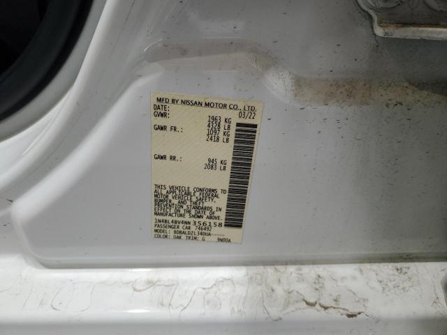 2022 Nissan Altima S მანქანა იყიდება აუქციონზე, vin: 1N4BL4BV4NN356158, აუქციონის ნომერი: 81002063