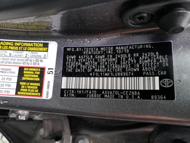 Aukcja sprzedaży 2020 Toyota Camry Le, vin: 4T1L11AK1LU889674, numer aukcji: 43959274