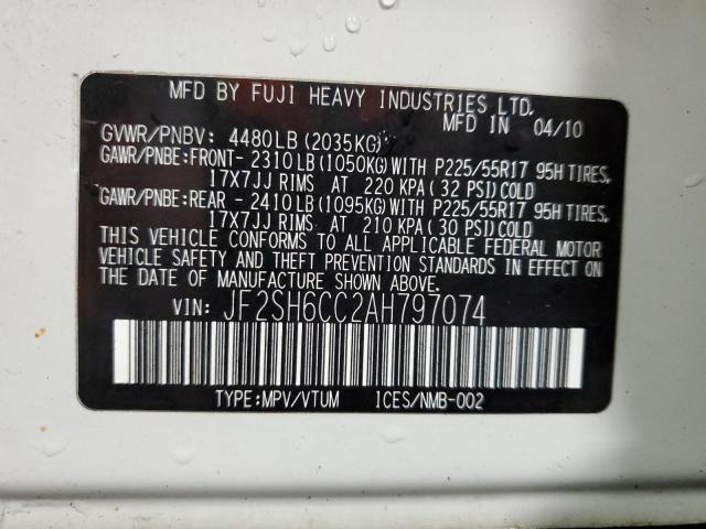 43979074 :رقم المزاد ، JF2SH6CC2AH797074 vin ، 2010 Subaru Forester 2.5x Premium مزاد بيع