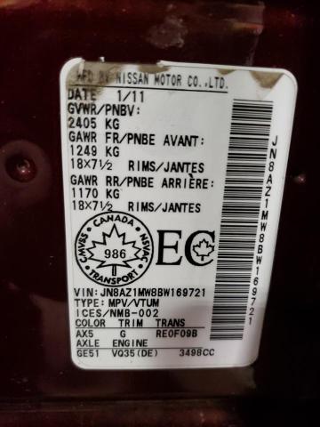 41779294 :رقم المزاد ، JN8AZ1MW8BW169721 vin ، 2011 Nissan Murano S مزاد بيع