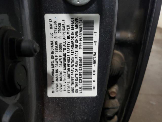 2012 Honda Civic Lx მანქანა იყიდება აუქციონზე, vin: 19XFB2F51CE054602, აუქციონის ნომერი: 45163834
