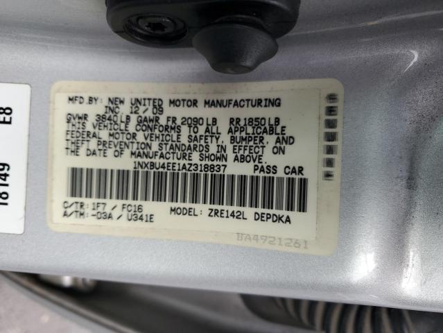 43802604 :رقم المزاد ، 1NXBU4EE1AZ318837 vin ، 2010 Toyota Corolla Base مزاد بيع
