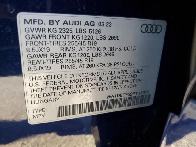 Aukcja sprzedaży 2023 Audi Q3 Premium S Line 45, vin: WA1DECF39P1113675, numer aukcji: 43770504