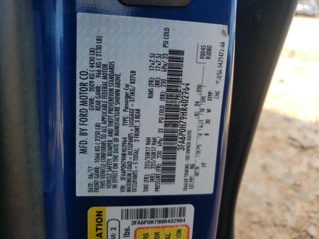 Aukcja sprzedaży 2017 Ford Fusion Se, vin: 3FA6P0H79HR402964, numer aukcji: 41334994
