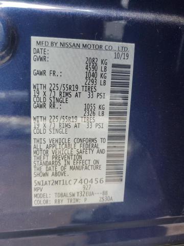 43876214 :رقم المزاد ، 5N1AT2MT1LC740456 vin ، 2020 Nissan Rogue S مزاد بيع