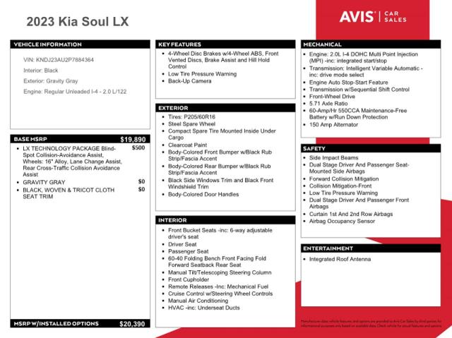 Aukcja sprzedaży 2023 Kia Soul Lx, vin: KNDJ23AU2P7884364, numer aukcji: 43790654