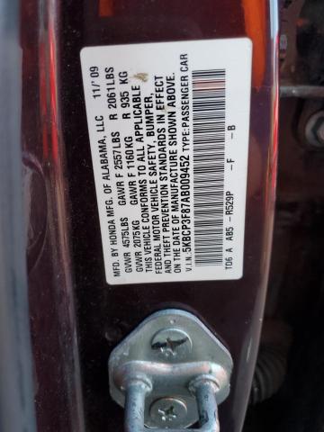 Aukcja sprzedaży 2010 Honda Accord Exl, vin: 5KBCP3F87AB009452, numer aukcji: 43881934