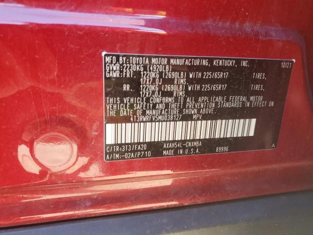 Aukcja sprzedaży 2021 Toyota Rav4 Xle, vin: 4T3RWRFV5MU038127, numer aukcji: 43783864