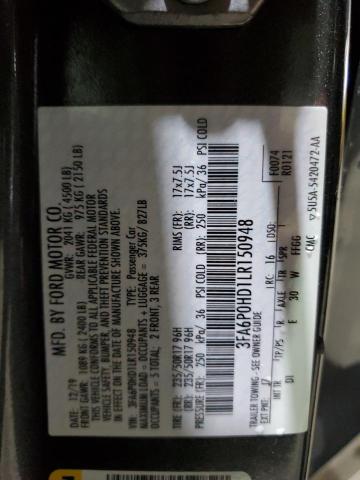 Продажа на аукционе авто 2020 Ford Fusion Se, vin: 3FA6P0HD1LR150948, номер лота: 43695324