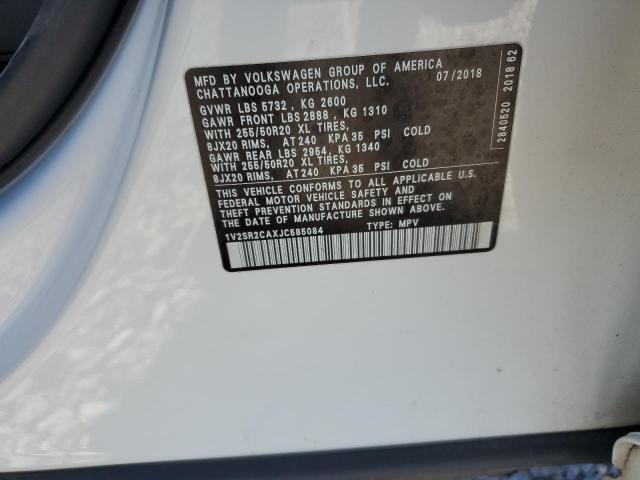 Продаж на аукціоні авто 2018 Volkswagen Atlas Sel, vin: 1V2SR2CAXJC585084, номер лоту: 43551114