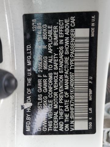 Aukcja sprzedaży 2019 Honda Civic Ex, vin: SHHFK7H61KU409097, numer aukcji: 41826154