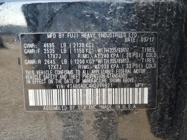 44527464 :رقم المزاد ، 4S4BSADC4H3366921 vin ، 2017 Subaru Outback 2.5i Premium مزاد بيع