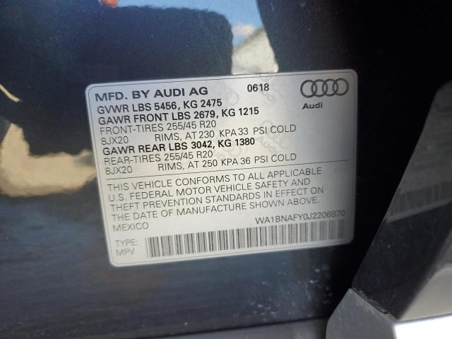 Продажа на аукционе авто 2018 Audi Q5, vin: WA1BNAFY0J2206870, номер лота: 44899294