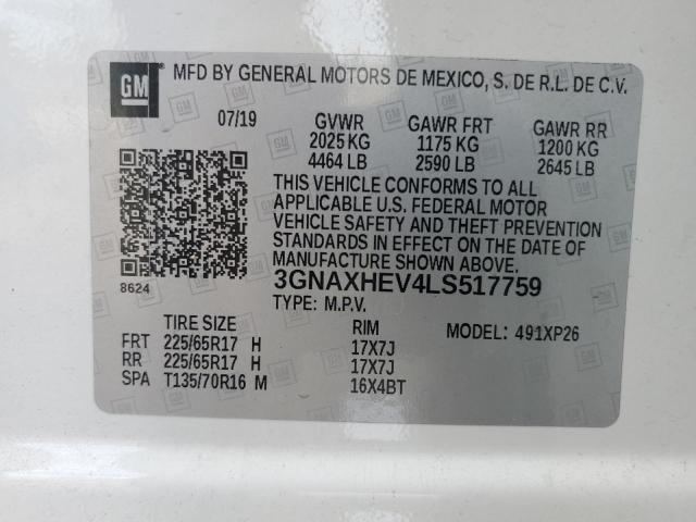 Aukcja sprzedaży 2020 Chevrolet Equinox Ls, vin: 3GNAXHEV4LS517759, numer aukcji: 43463064