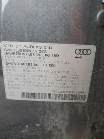 2014 Audi Q5 Premium Plus მანქანა იყიდება აუქციონზე, vin: WA1LFAFP6EA082558, აუქციონის ნომერი: 41350434