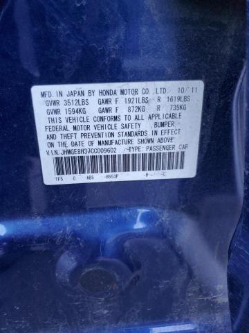 Aukcja sprzedaży 2012 Honda Fit, vin: JHMGE8H37CC009602, numer aukcji: 45089904