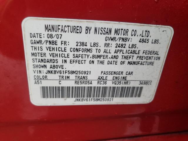 Продаж на аукціоні авто 2008 Infiniti G35, vin: JNKBV61F58M250921, номер лоту: 41403854