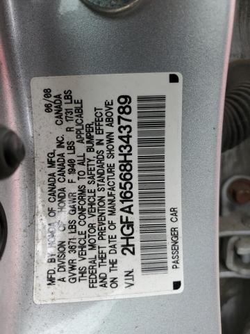 Aukcja sprzedaży 2008 Honda Civic Lx, vin: 2HGFA16568H343789, numer aukcji: 43745594