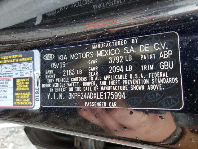 2020 Kia Forte Fe მანქანა იყიდება აუქციონზე, vin: 3KPF24ADXLE175994, აუქციონის ნომერი: 42601424