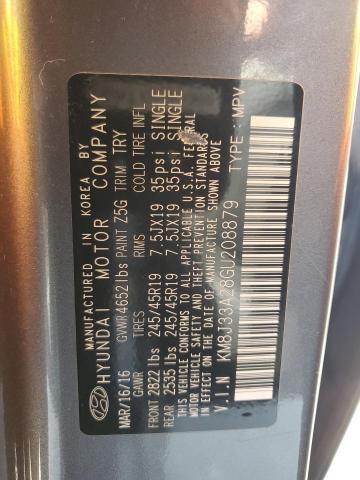 2016 Hyundai Tucson Limited მანქანა იყიდება აუქციონზე, vin: KM8J33A28GU208879, აუქციონის ნომერი: 43109554