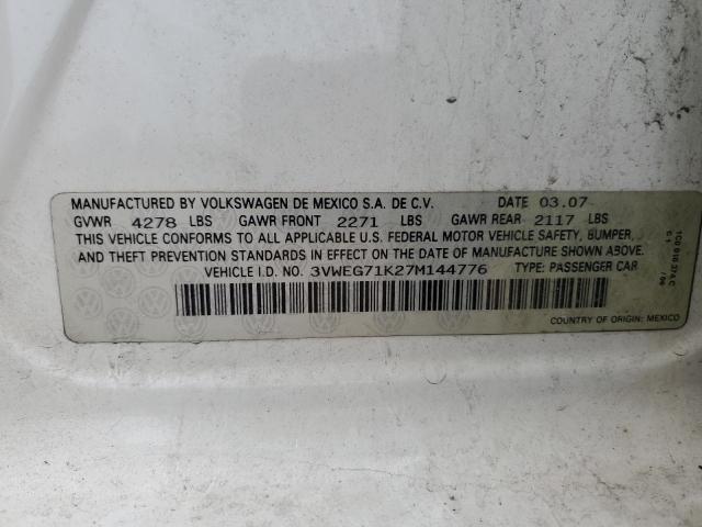 43341814 :رقم المزاد ، 3VWEG71K27M144776 vin ، 2007 Volkswagen Jetta Wolfsburg مزاد بيع