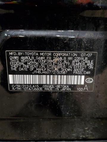 Aukcja sprzedaży 2007 Lexus Es 350, vin: JTHBJ46G772150587, numer aukcji: 40768934