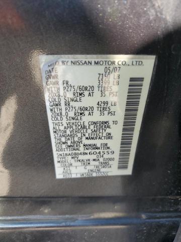 Aukcja sprzedaży 2008 Nissan Armada Se, vin: 5N1BA08D48N604559, numer aukcji: 43826254