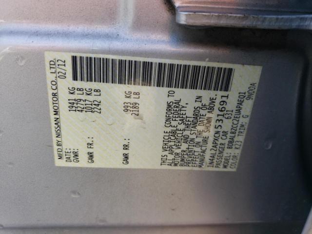 2012 Nissan Altima Base მანქანა იყიდება აუქციონზე, vin: 1N4AL2APXCN531691, აუქციონის ნომერი: 43349724