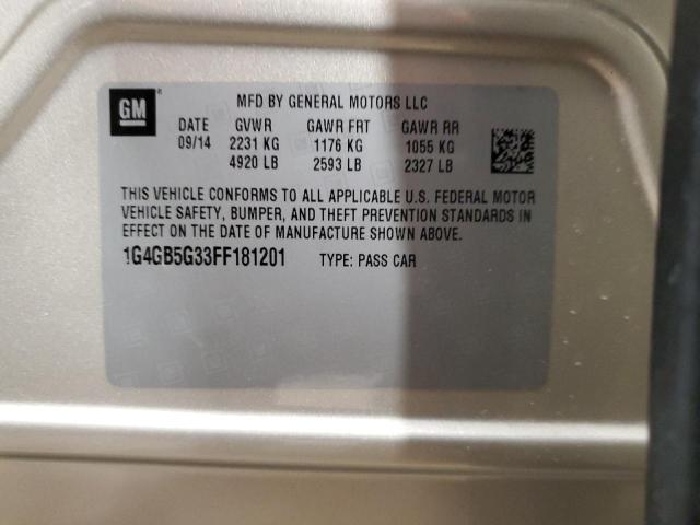 Aukcja sprzedaży 2015 Buick Lacrosse, vin: 1G4GB5G33FF181201, numer aukcji: 41457874