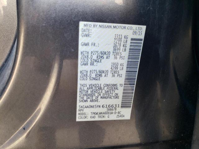 Продажа на аукционе авто 2015 Nissan Armada Platinum, vin: 5N1AA0NE5FN616631, номер лота: 41006534