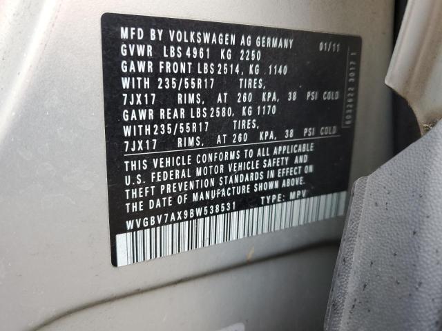 Продажа на аукционе авто 2011 Volkswagen Tiguan S, vin: WVGBV7AX9BW538531, номер лота: 43986554